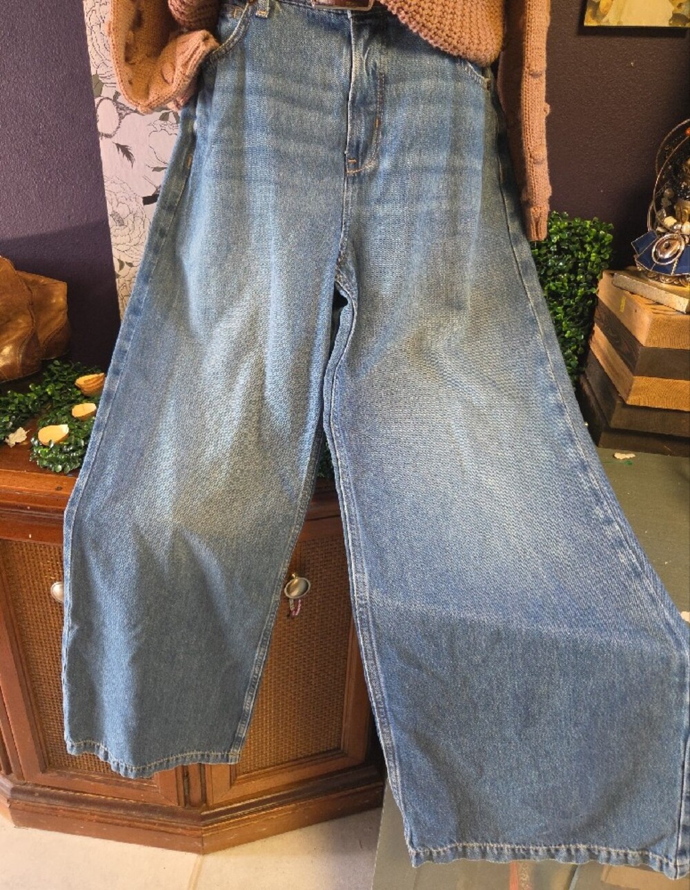 Free People -The Stride - Wide Leg Jeans In Walk Away Blue Sz 28 - Picture 5 of 9